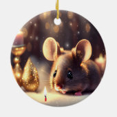 Schattigee muis viert kerst, op maat keramisch ornament (Achterkant)