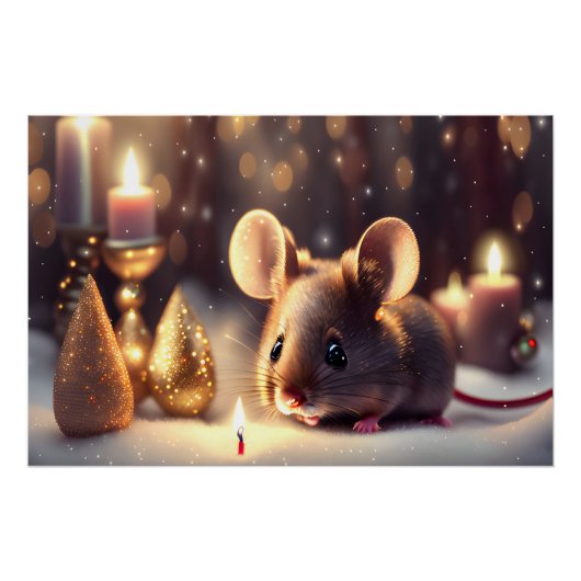 Schattigee muis viert kerst perfect poster (Voorkant)
