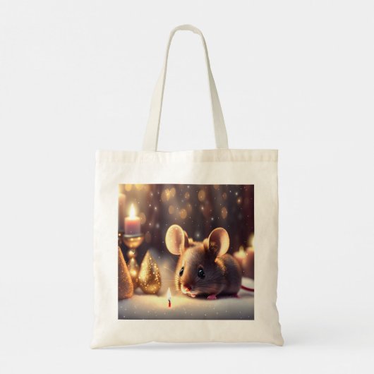 Schattigee muis viert Kerstmis - aangepast Tote Bag (Achterkant)