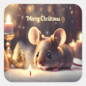 Schattigee muis viert Kerstmis - aangepast Vierkante Sticker (Voorkant)