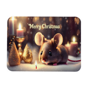 Schattigee muis viert Kerstmis - Magneet