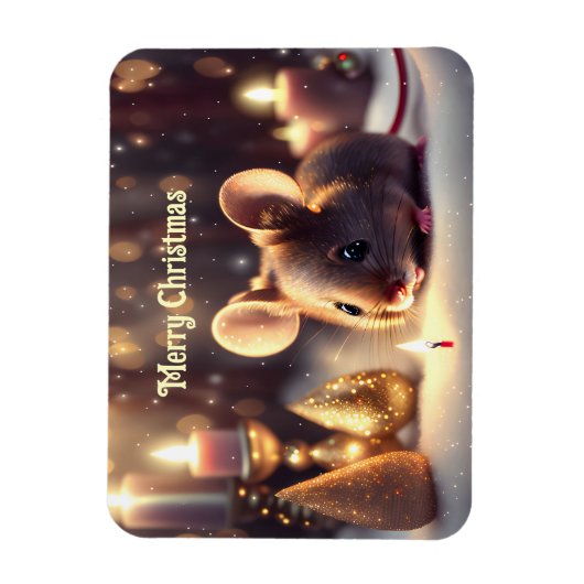 Schattigee muis viert Kerstmis - Magneet (Verticaal)