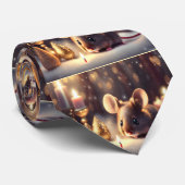 Schattigee muis viert Kerstmis - Stropdas (Opgerold)