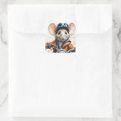 Schattigee Muishelm Rijden op een Motorcycle Vierkante Sticker (Tas)