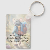 Schattigee muisjongen op weg naar school, geperson sleutelhanger (Achterkant)