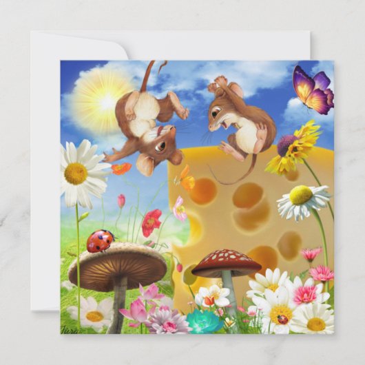 Schattigee Muizen en Kaas Fantasy Art Flat Kaart (Voorkant)