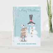 Schattigee Muizen en Snowman Custom Typografie Kaart (Voorkant)