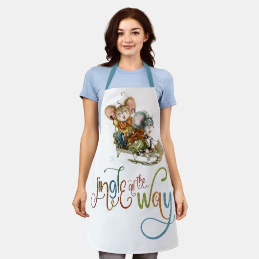 Schattigee muizen op sleigh jingle helemaal glitte schort (Gedragen)