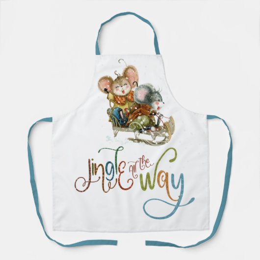 Schattigee muizen op sleigh jingle helemaal glitte schort (Voorkant)