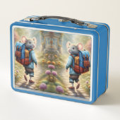 Schattigee muizenjongen op weg naar school, gewoon (Achterkant)