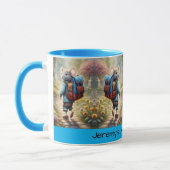 Schattigee muizenjongen op weg naar school, gewoon mok (Links)