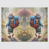 Schattigee muizenjongen op weg naar school tissuepapier (Voorkant)