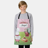 Schattigee Muizenkaas Roze Groene waterverf Bloeme Schort (Gedragen)