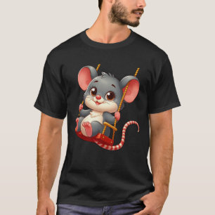 Schattigee muizenrat swingende cartoon speeltuin t-shirt