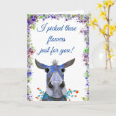 Schattigee Mule Cartoon Dierlijke Moederdag Kaart (Gele Bloem)