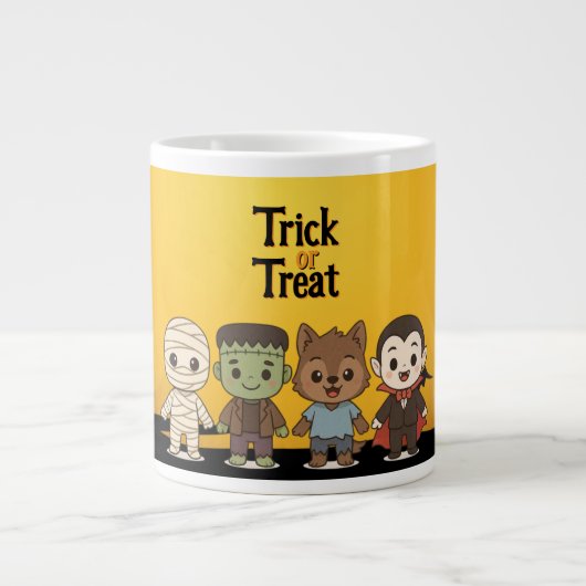 Schattigee mummie, Frankenstein, Dracula, weerwolf Grote Koffiekop (Voorkant)