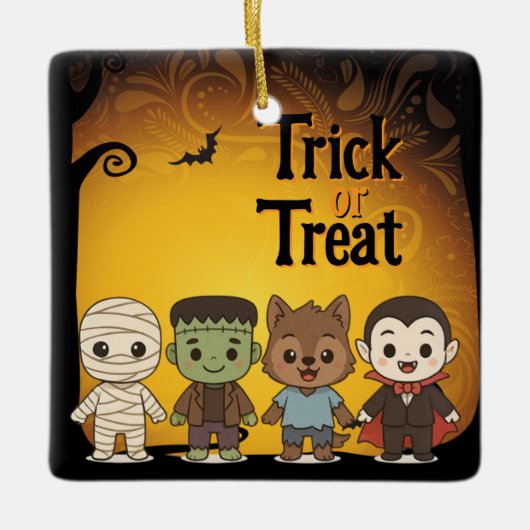 Schattigee mummie, Frankenstein, Dracula, weerwolf Keramisch Ornament (Voorkant)