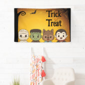 Schattigee mummie, Frankenstein, Dracula, weerwolf Spandoek (Insitu)