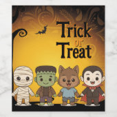 Schattigee mummie, Frankenstein, Dracula, weerwolf Wijn Etiket (Enkel label)