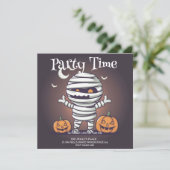 Schattigee mummie illustratie feestuitnodiging kaart (Staand voorkant)