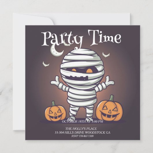 Schattigee mummie illustratie feestuitnodiging kaart (Voorkant)