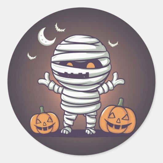 Schattigee mummie liustration halloween Sticker (Voorkant)