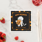 Schattigee mummie lopen met Halloween pompoen part Servet (Insitu)
