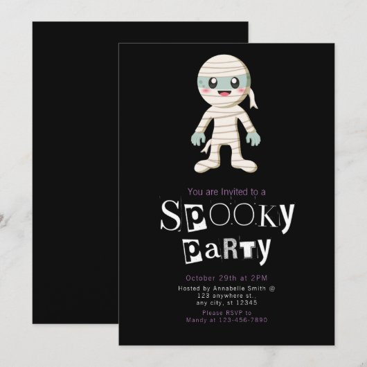 Schattigee mummie moderne minimalistische Hallowee Kaart (Voorkant / Achterkant)
