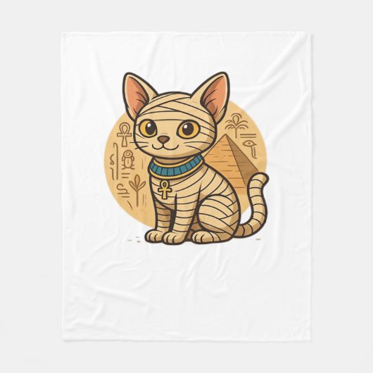 Schattigee Mummy Cat - Oude Egyptische kunst Overs Fleece Deken (Voorkant)