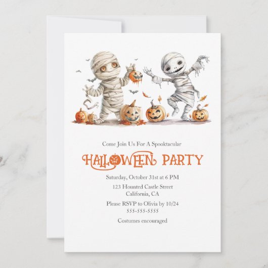 Schattigee Mummy Kinderen Halloween Custom Party I Kaart (Voorkant)