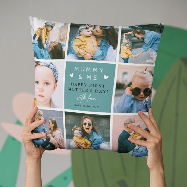 Schattigee 'Mummy & Me' Fotocollage 1e Moederdag Kussen (Creator heeft geüpload)