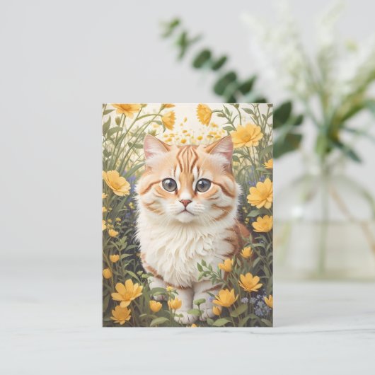 Schattigee Munchkin kat en boterbloem Briefkaart (Staand voorkant)
