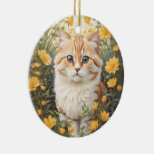 Schattigee Munchkin kat en boterbloem Keramisch Ornament (Rechts)