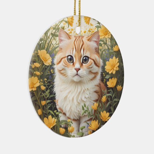 Schattigee Munchkin kat en boterbloem Keramisch Ornament (Rechts)