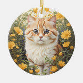 Schattigee Munchkin kat en boterbloem Keramisch Ornament (Voorkant)