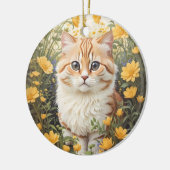 Schattigee Munchkin kat en boterbloem Keramisch Ornament (Links)