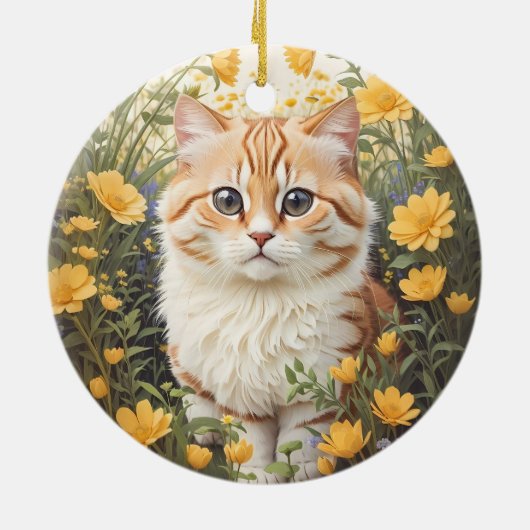 Schattigee Munchkin kat en boterbloem Keramisch Ornament (Achterkant)