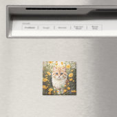 Schattigee Munchkin kat en boterbloem Magneet (Insitu (Vaatwasser))