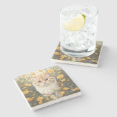 Schattigee Munchkin kat en boterbloem Stenen Onderzetter (Zijkant)