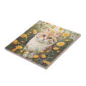 Schattigee Munchkin kat en boterbloem Tegeltje (Zijkant)