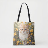 Schattigee Munchkin kat en boterbloem Tote Bag (Voorkant)