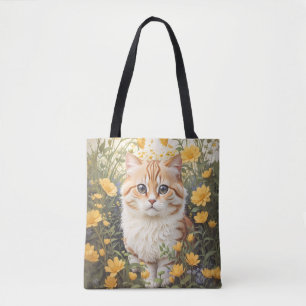 Schattigee Munchkin kat en boterbloem Tote Bag
