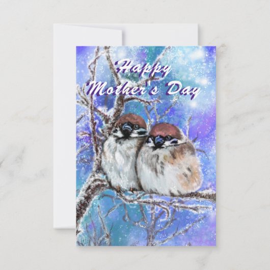 Schattigee Mus in de winter Moederdag Kaart (Achterkant)