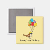 Schattigee Mus met Ballonnen Verjaardag | personal Magneet (Voorkant / Achterkant)