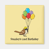 Schattigee Mus met Ballonnen Verjaardag | personal Magneet (Voorkant)