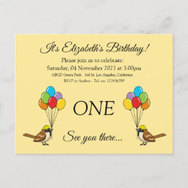 Schattigee Mus met Ballonnen Verjaardag | personal Uitnodiging Briefkaart