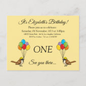 Schattigee Mus met Ballonnen Verjaardag | personal Uitnodiging Briefkaart (Voorkant)