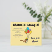 Schattigee Mus met Ballonnen Verjaardag | personal Uitnodiging Briefkaart (Staand voorkant)