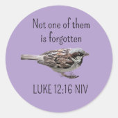 Schattigee mus vogel foto bijbel vers eenvoudige P Ronde Sticker (Voorkant)