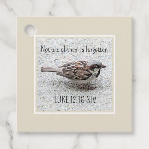 Schattigee mus vogel foto bijbel vers eenvoudige t bedankjes labels